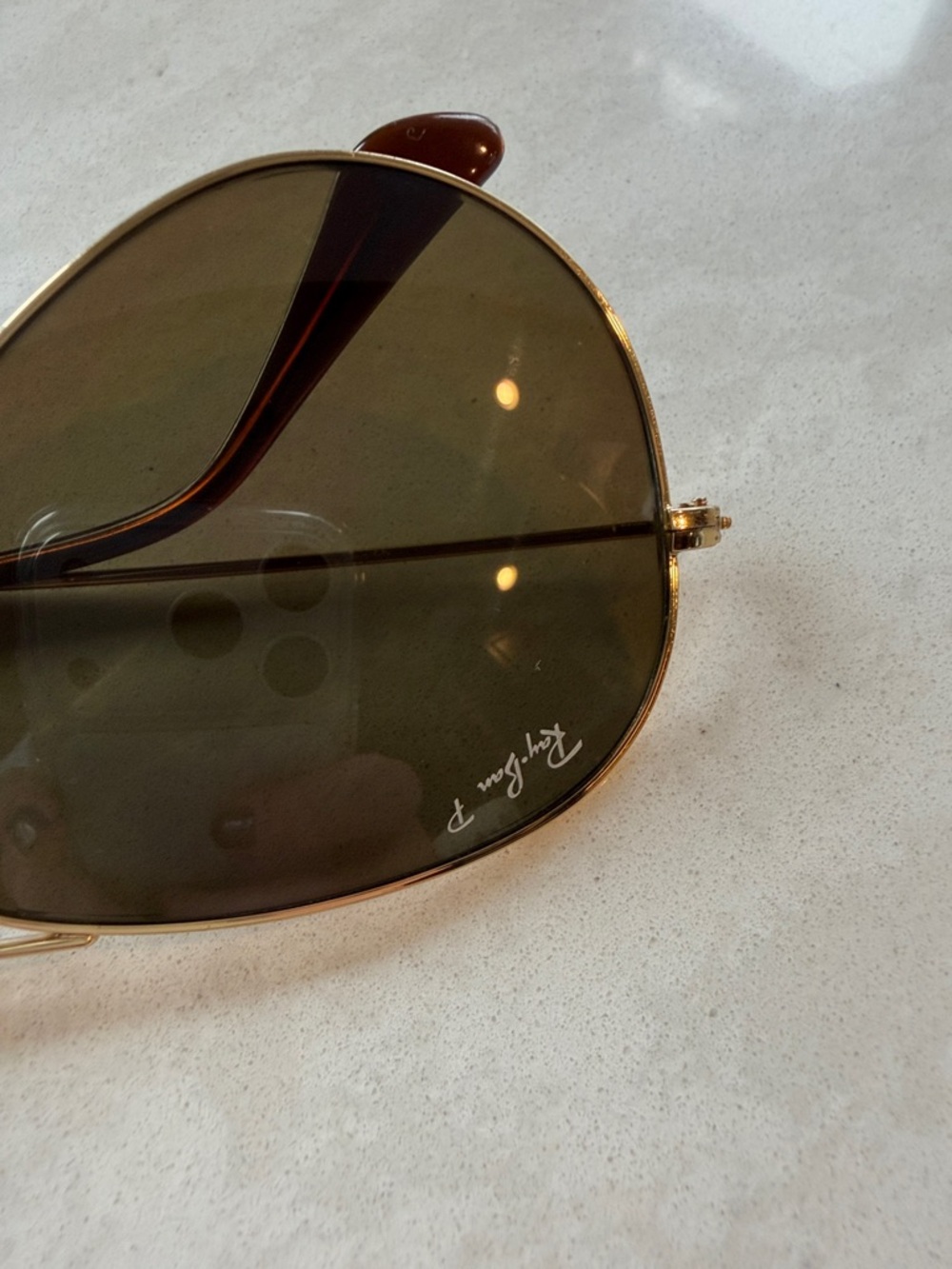 Gold Frame Women's Aviator Sunglasses with Amber Lenses - Picture 2 of 6